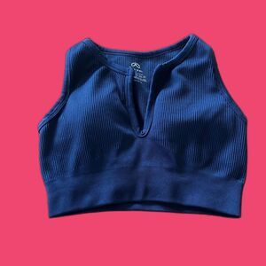 Sunzel Navy Blue Ribbed Padded Sports Bra sz S